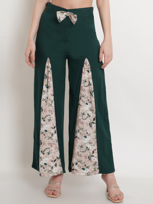 POPWINGS Relaxed Women Dark Green Trousers