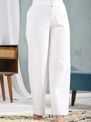SATHRAY Regular Fit Women White Trousers