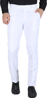 PROVOGUE Slim Fit Men White Trousers