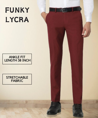 SYLZON Slim Fit Men Maroon Trousers