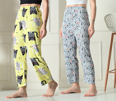 Brainbees Straight Fit Women Yellow, Grey Trousers