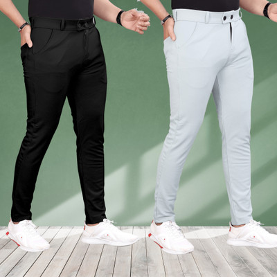 Vontade Regular Fit Men Black, Grey Trousers