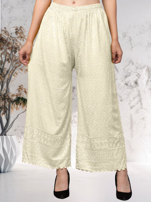 FamBee Relaxed Women Cream Trousers