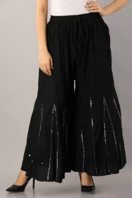 OWN FASHION CLASSIC Flared Women Black Trousers