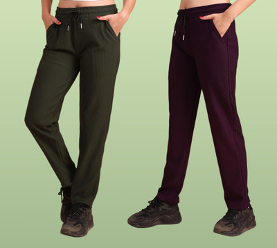 GIBBONTE Solid Women Dark Green, Multicolor Track Pants