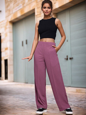 Dwarros Straight Fit, Loose Fit Women Purple Trousers