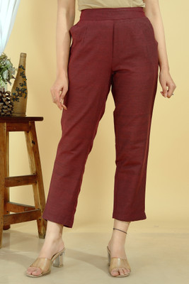 ROZ TEXTILES Regular Fit Women Maroon Trousers