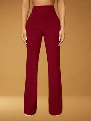 HouseOfCommon Regular Fit Women Maroon Trousers