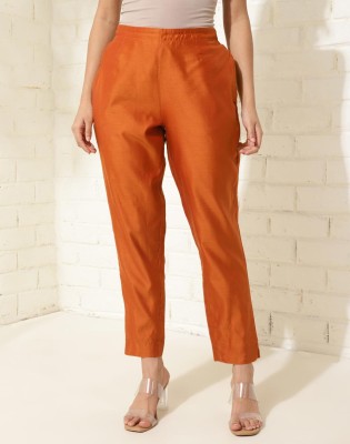 Fabindia Regular Fit Women Orange Trousers