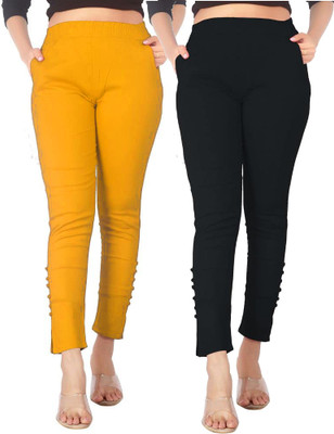 sujata fashion Slim Fit Women Black, Yellow Trousers
