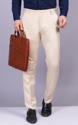 AXOLOTL Regular Fit Men Cream Trousers