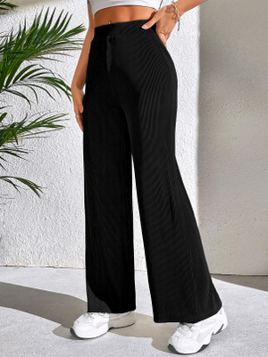 KANISHTHA Loose Fit Women Black Trousers