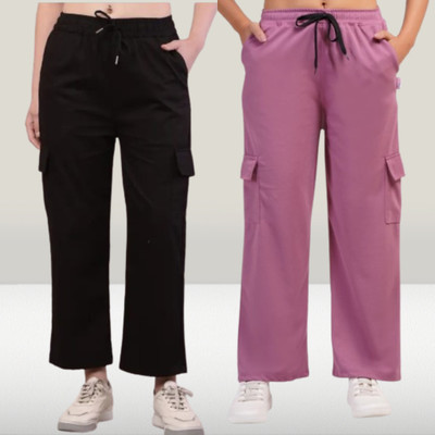 Knitgarments Regular Fit Women Black, Pink Trousers