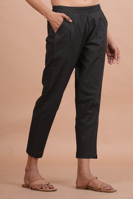 fashionjunction Regular Fit Women Black Trousers