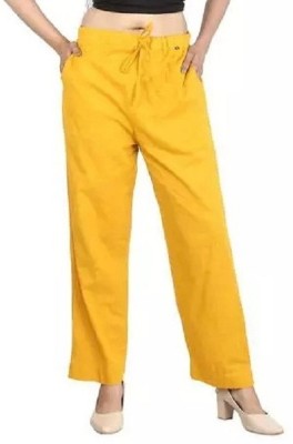 HEAVEN ART Regular Fit Women Yellow Trousers