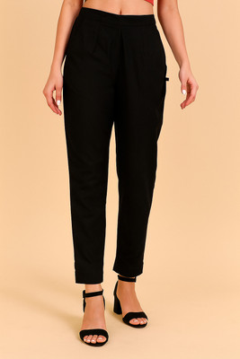 UTHAAN Regular Fit Women Black Trousers