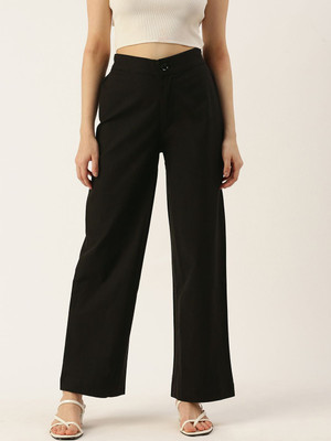 IQRAAR Regular Fit Women Dark Blue Trousers