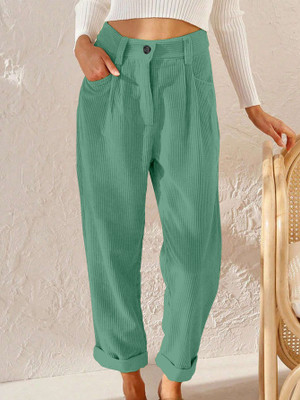 Rajovati Loose Fit Women Light Green Trousers