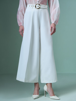 VERO MODA Flared Women White Trousers