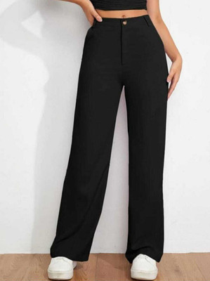 Broadstar Flared Women Black Trousers