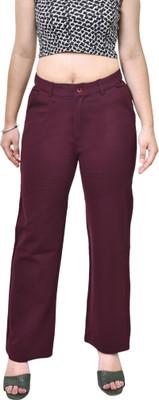 Urban weave Regular Fit Women Maroon Trousers