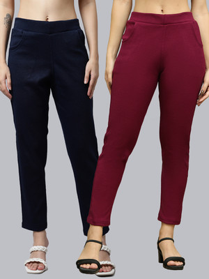 VALLES365 by S.c. Regular Fit Women Dark Blue, Purple Trousers
