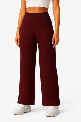 METRONAUT Comfort Fit Women Maroon Trousers
