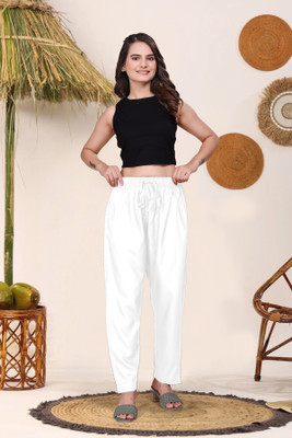 APPUFASHION Comfort Fit Women White Trousers