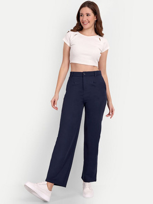 Broadstar Straight Fit Women Blue Trousers