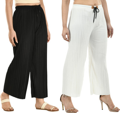 GLADLY Relaxed Women Black, White Trousers