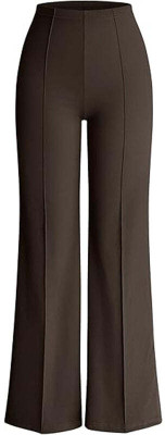 OUTZIDR Flared Women Brown Trousers