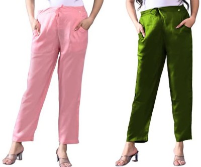 Hendygraph Regular Fit Women Pink, Green Trousers