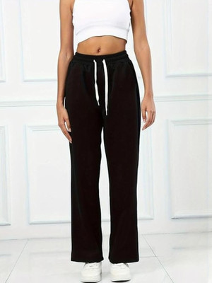 Pricha Solid Women Black Track Pants