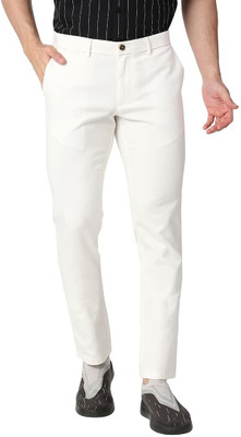 BASICS Slim Fit Men White Trousers