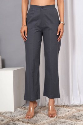 IQRAAR Regular Fit Women Grey Trousers