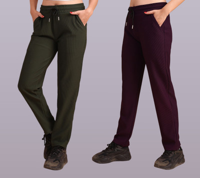 GIBBONTE Solid Women Dark Green, Multicolor Track Pants