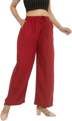 AARMAD Relaxed Women Maroon Trousers