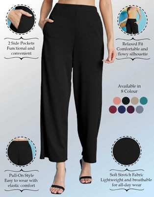 VDTREND Regular Fit Women Black Trousers