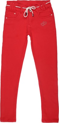 V-MART Slim Fit Girls Red, Red Trousers