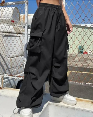 IKFASHION Loose Fit Women Black Trousers