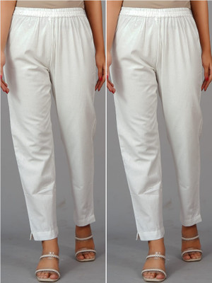 BOTTAM Slim Fit Women White Trousers