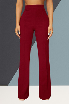 SKD TRENDZ Comfort Fit, Regular Fit Women Maroon Trousers