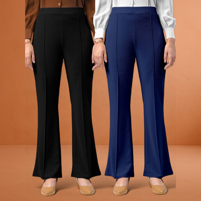Anitafashion Loose Fit Women Black, Dark Blue Trousers
