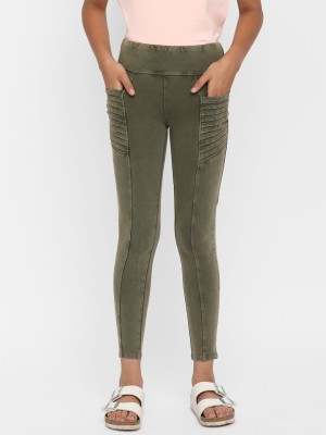 Spunkies Regular Fit Girls Green Trousers