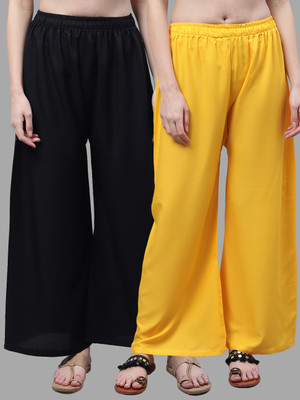 VALLES365 by S.c. Flared Women Black, Yellow Trousers