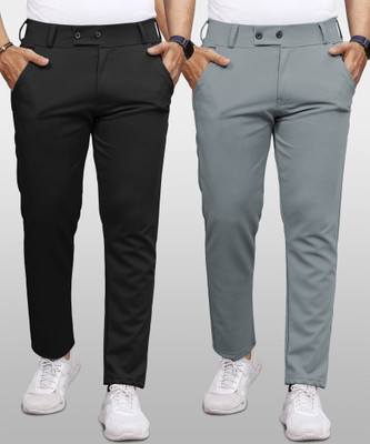 VeBNoR Regular Fit Men Black, Grey Trousers