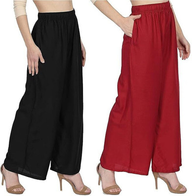 ABE Regular Fit Women Black, Maroon Trousers