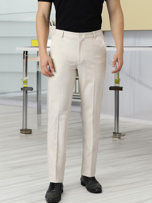 SUBTRACT Slim Fit Men Cream Trousers