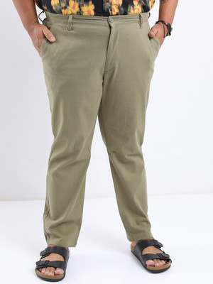 HIGHLANDER Plus Size Regular Fit Men Khaki Trousers