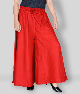Biubaa Regular Fit Women Red Trousers